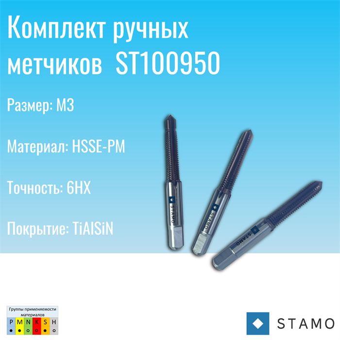 Комплект ручных метчиков STAMO M3 ST100950 ST100950 - фото 68