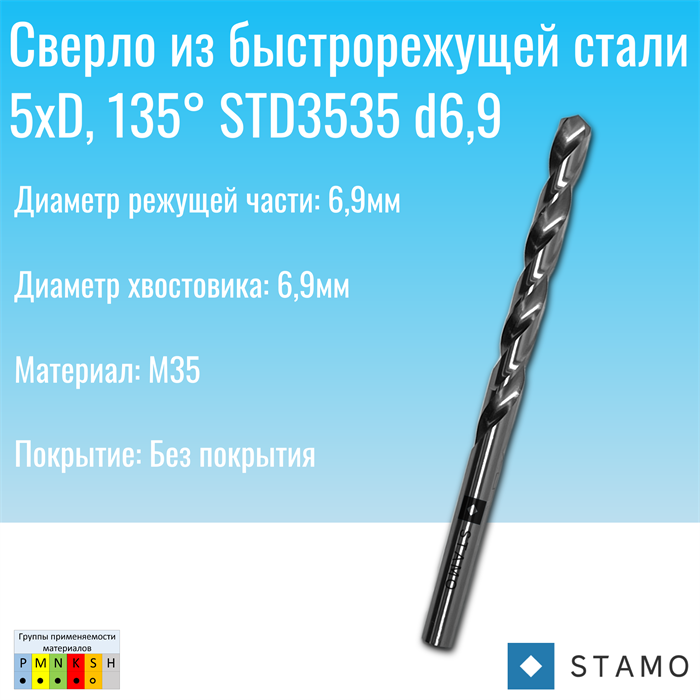 Сверло STAMO STD3535 d6,9 STD3535 d6,9