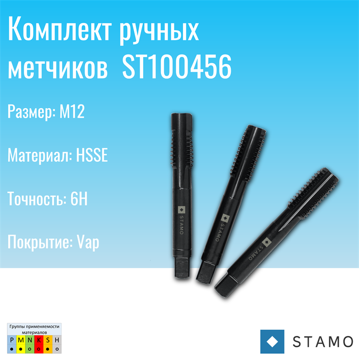 Комплект ручных метчиков STAMO М12 ST100456 ST100456
