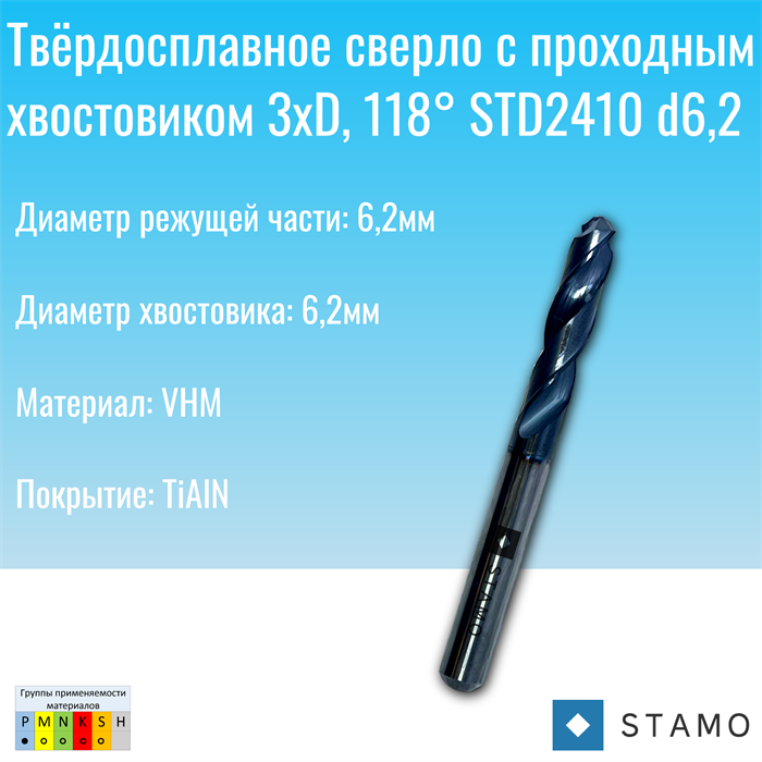 Сверло STAMO STD2410 d6,2 STD2410 d6,2