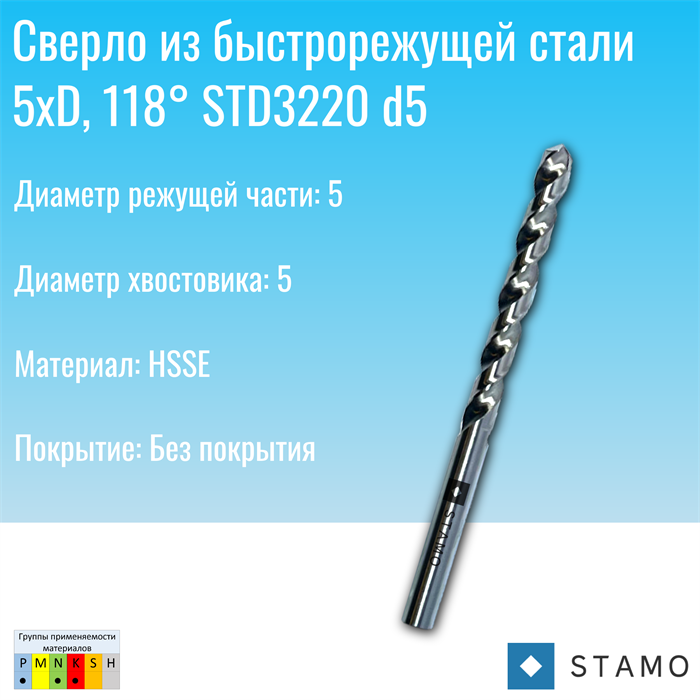 Сверло STAMO STD3220 d5,0 STD3220 d5,0